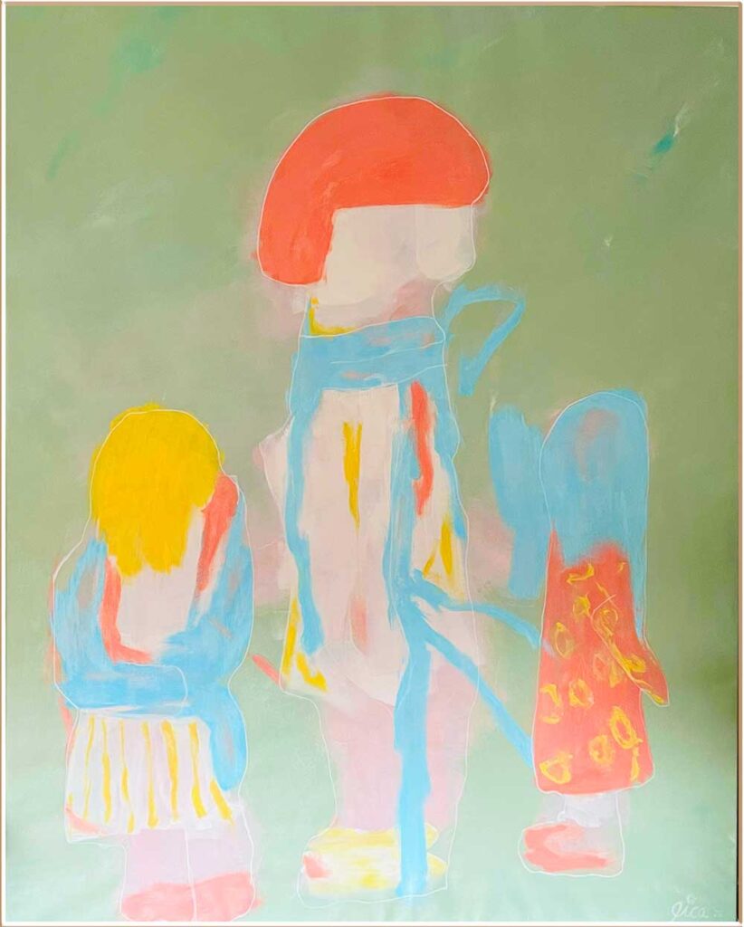 Mother with kids - Acryl auf Leinwand